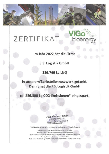 Zertifikat LNG